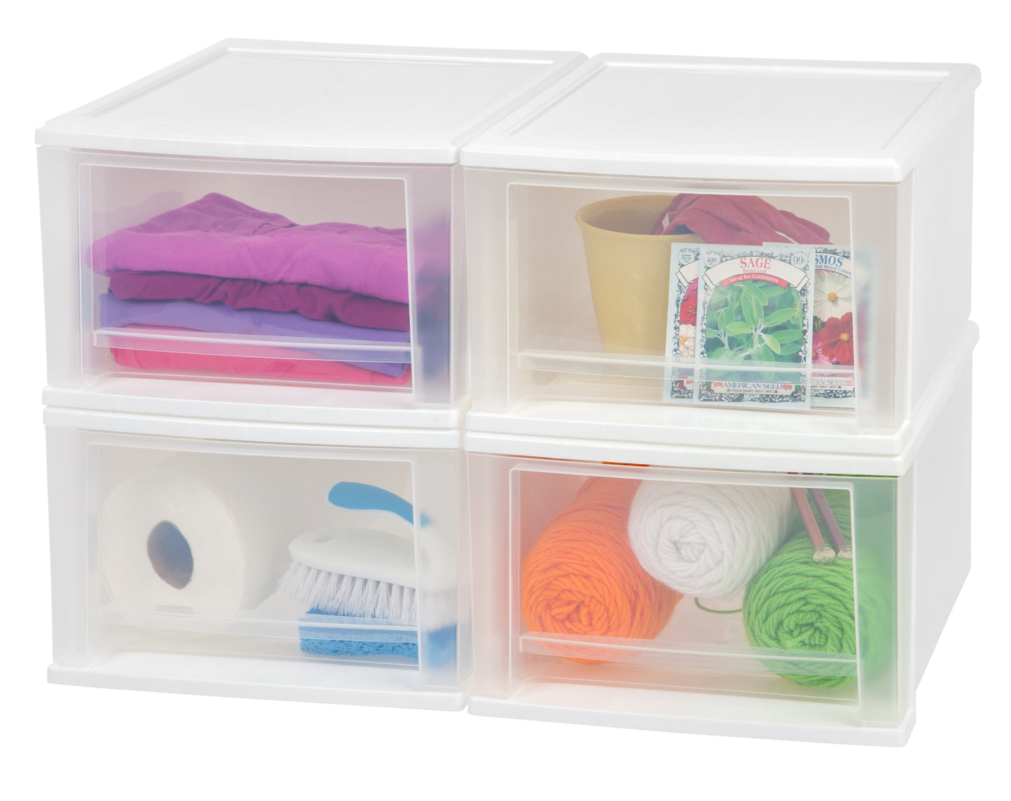 Stacking Storage with Drawer - Nested 4 Pack - 17 QT