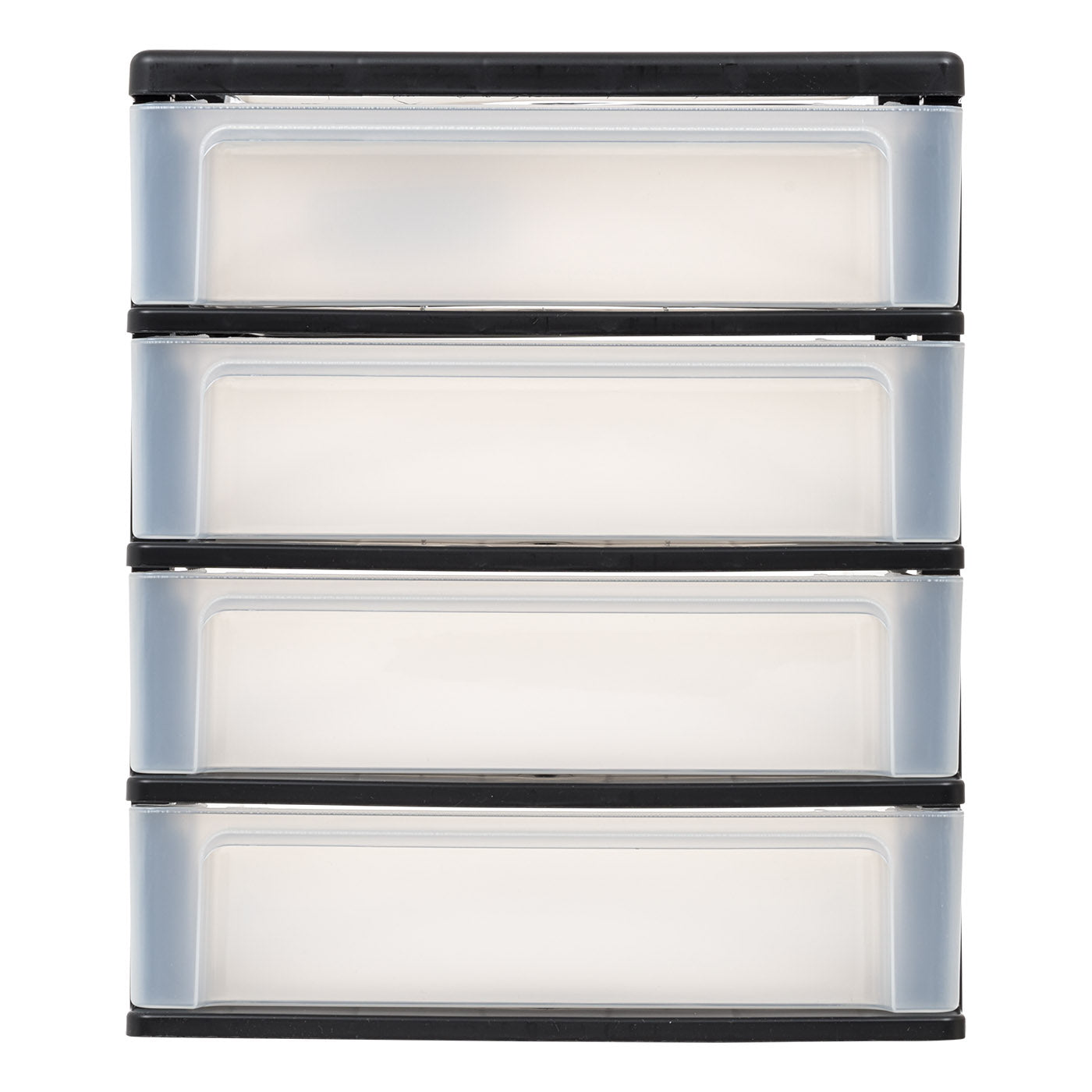 Medium 4-Drawer Compact Desktop Organizer, Stacking Desktop Unit, Black-Clear, Single Pk