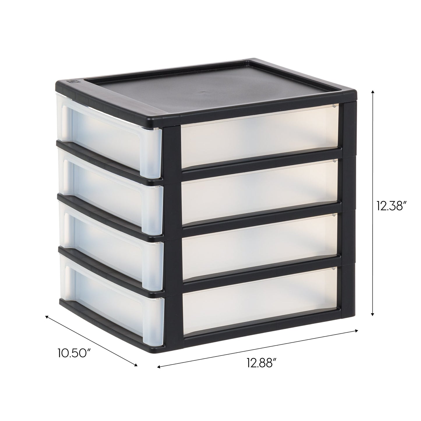 Medium 4-Drawer Compact Desktop Organizer, Stacking Desktop Unit, Black-Clear, Single Pk