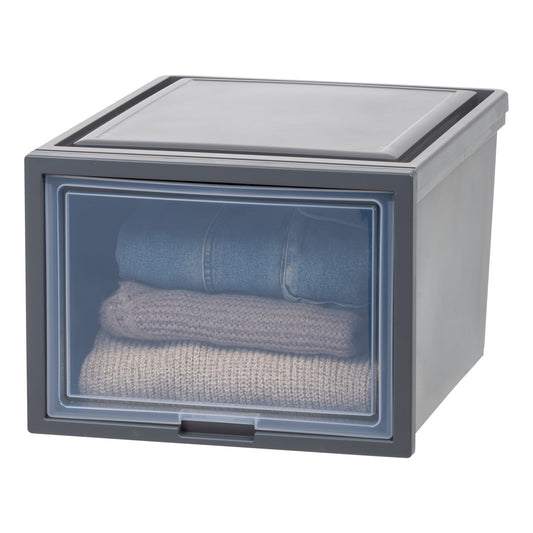 Deep Box Chest with Sliding Door, Gray, 4 Pack