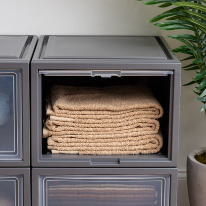 Deep Box Chest with Sliding Door, Gray, 4 Pack