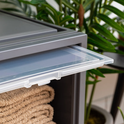 Deep Box Chest with Sliding Door, Gray, 4 Pack