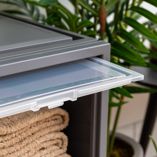 Deep Box Chest with Sliding Door, Gray, 4 Pack