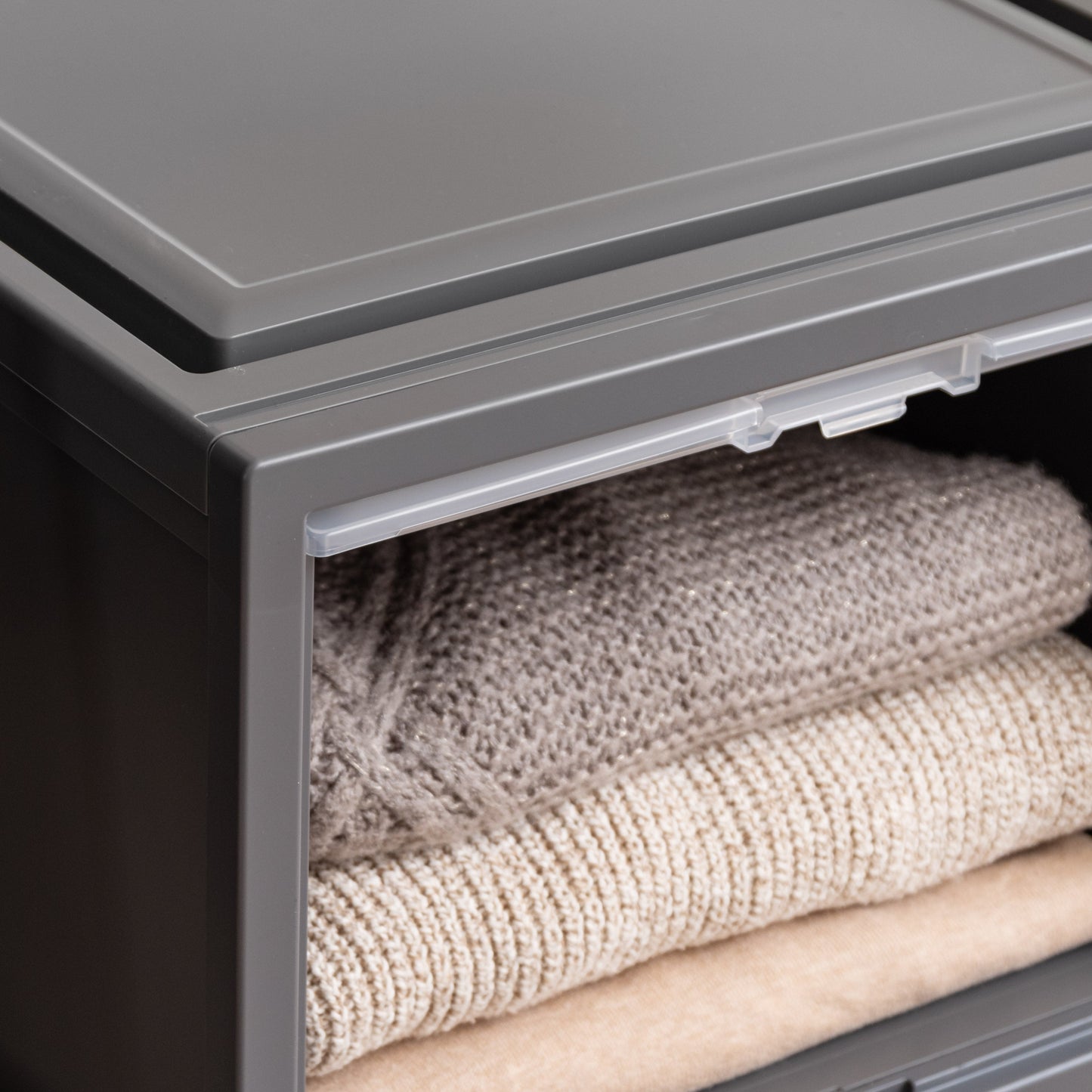 Deep Box Chest with Sliding Door, Gray