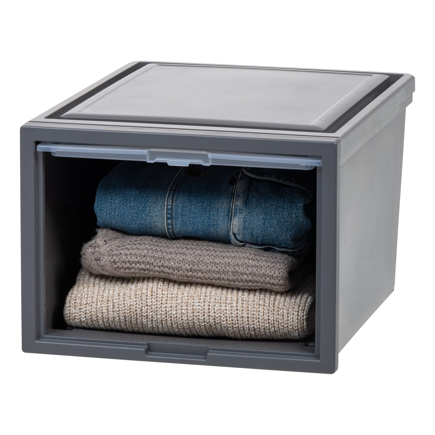 Deep Box Chest with Sliding Door, Gray