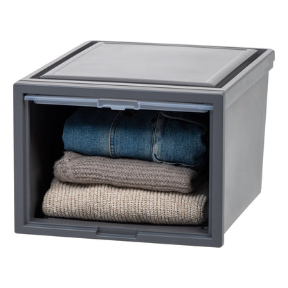 Deep Box Chest with Sliding Door, Gray