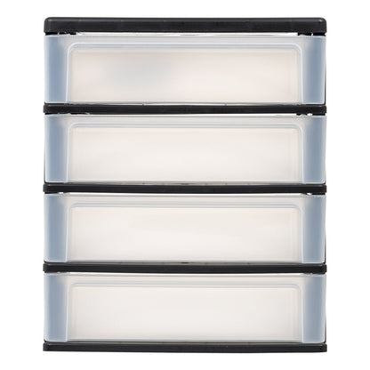 Medium 4-Drawer Compact Desktop Organizer, Stacking Desktop Unit, Black-Clear, Single Pk