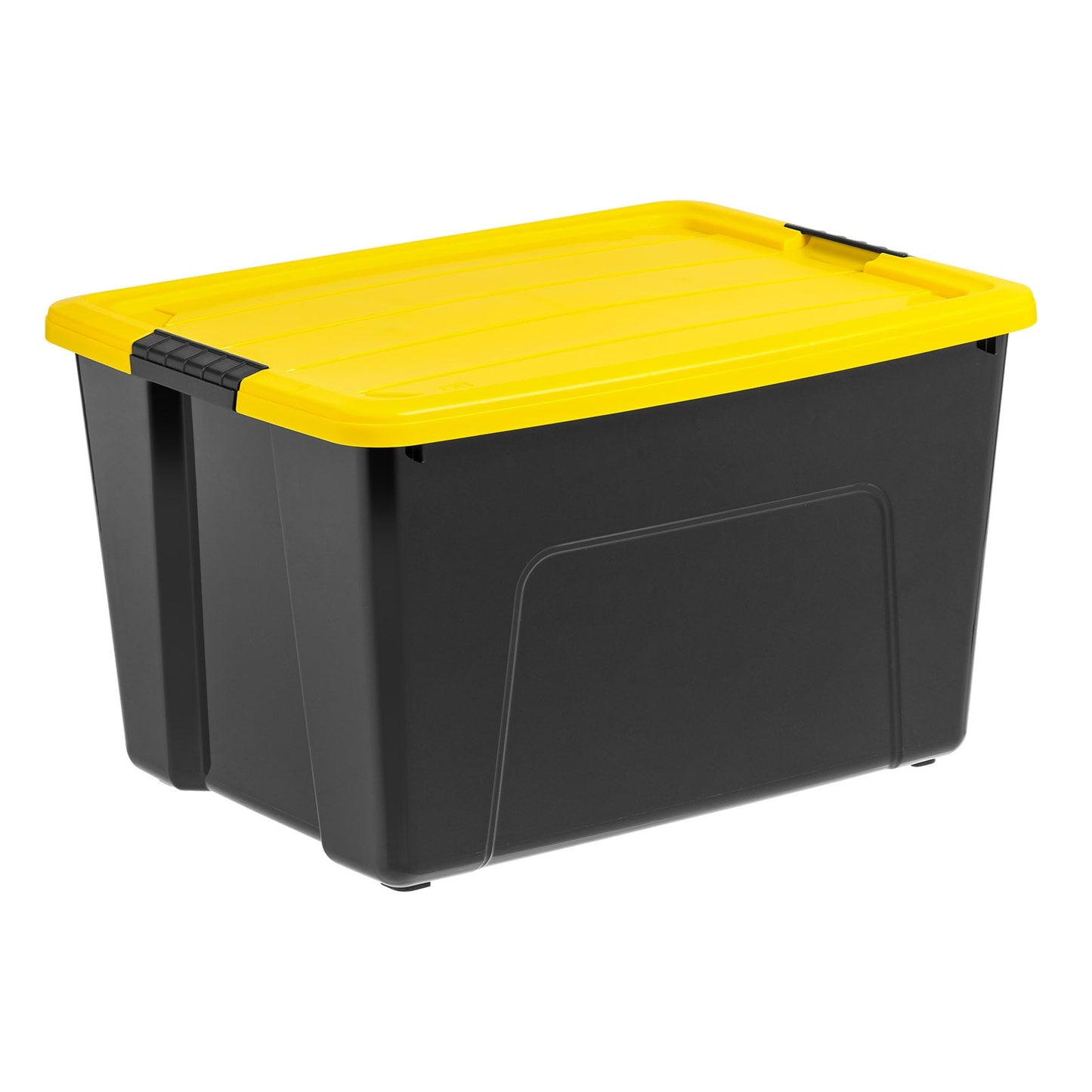 60 Qt. (15 gal.) Large Latch Box, Plastic Storage Bins with Lids, Black-Yellow, Set of 6
