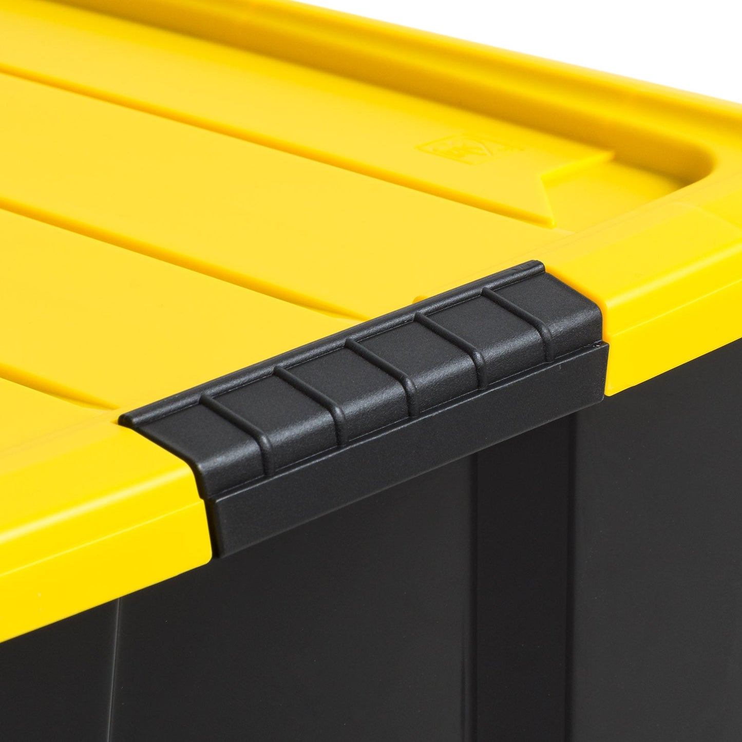 60 Qt. (15 gal.) Large Latch Box, Plastic Storage Bins with Lids, Black-Yellow, Set of 6